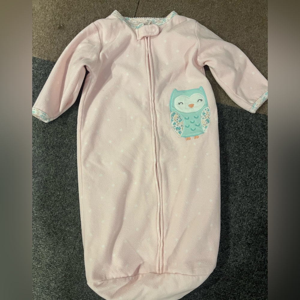 Pink Baby Sleep Sack with Owl Design